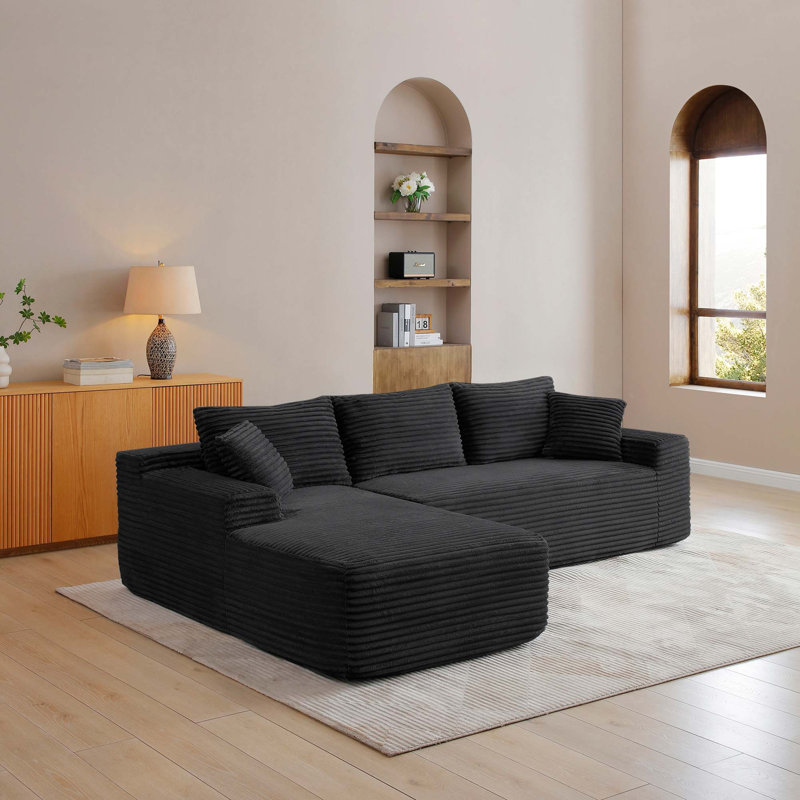 Canapé modulaire moderne en forme de L avec siège profond et conception sans assemblage