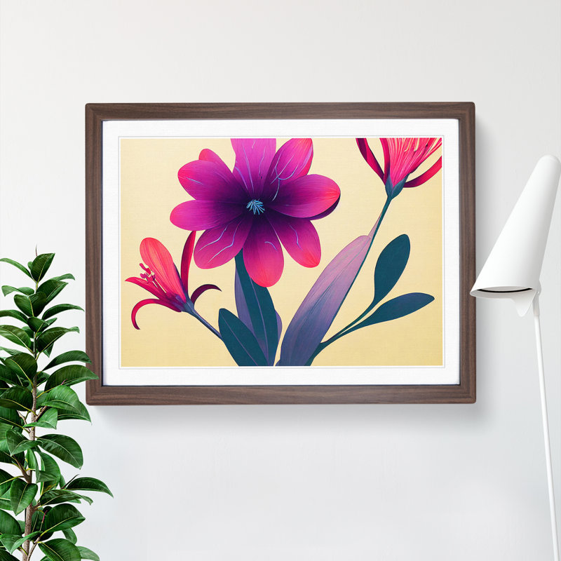 Eye Catching Flowers 1 Piece Single Picture Frame Painting, 34cm H x 46cm W x 2cm D, Walnut