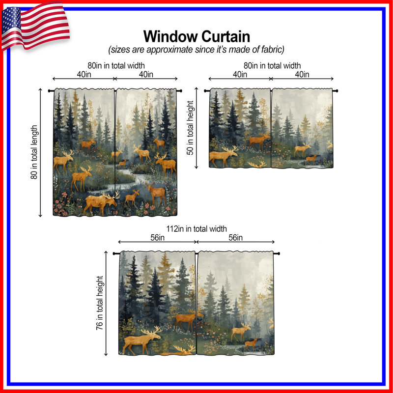 Rideaux de fenêtre Moose, 40in x 61in - 2 panels, Sheer