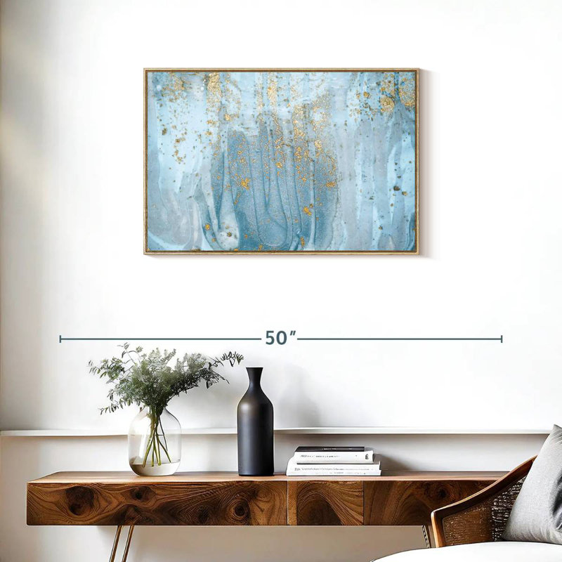 Giard bleu clair, Cadre flottant en bois naturel, 31 po x 21 po