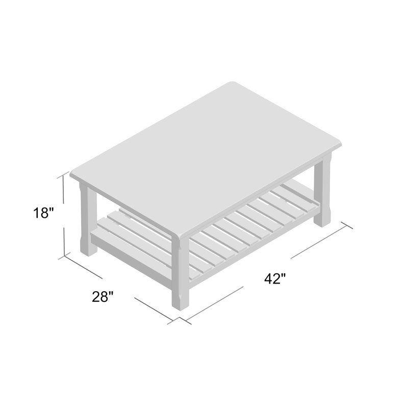 Racheli 42" Solid Wood Coffee Table with Storage, Antique White