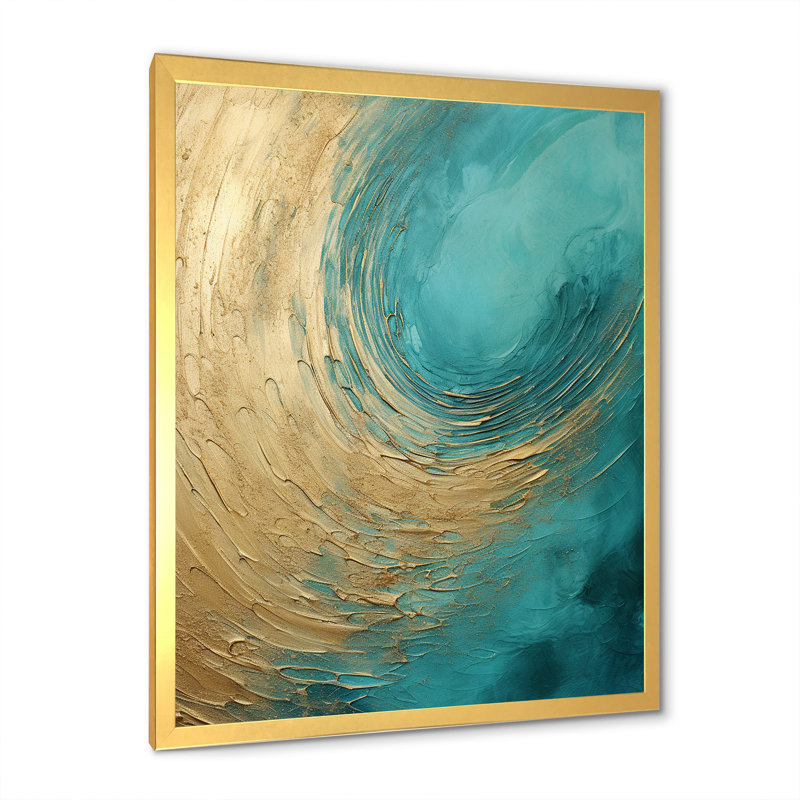 «Gold Teal», impression sur toile, H 20 po x l 12 po x P 1 po, Cadre doré simple