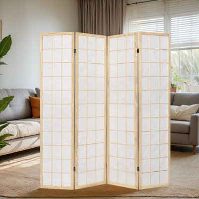 4 - Panel Wood Folding Room Divider Screens Privacy Separation Wall by Ebern Designs