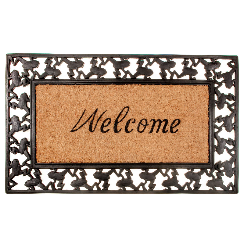 Caoutchouc/coco 30 po x 18 po welcome tapis pour porte d’extérieur Vannesa