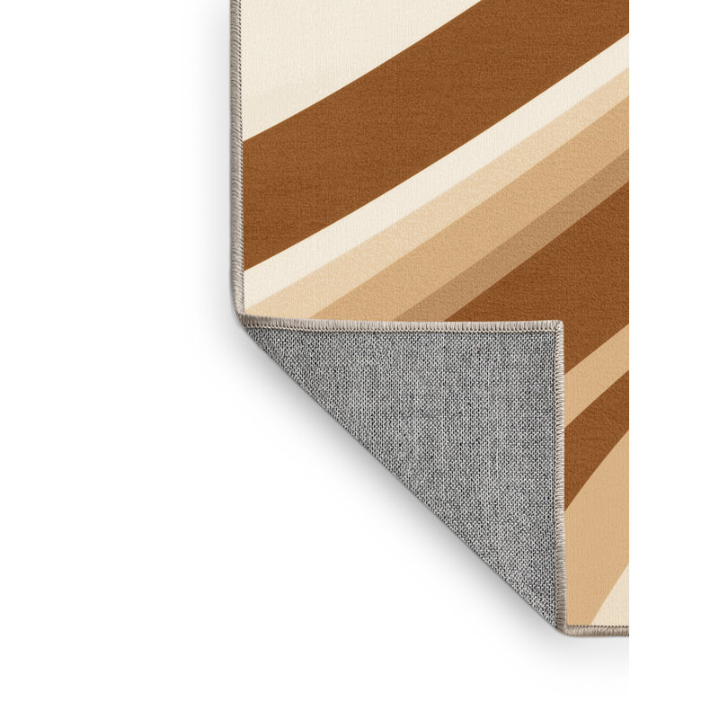 Machine Washable Kirkwood Smoothie Glass Modern Abstract Rug in Brown – Beige Binding, 7x10