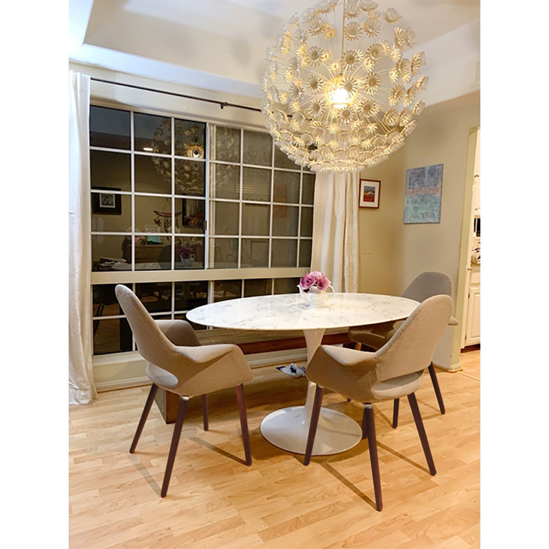 Robelmont Set of 2 Dining Chairs - Mid-Century Modern Upholstered Armchairs with Dark Wood Legs - Kitchen & Dining Room Accent Chairs