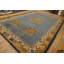 Tapis bleu antique à motif géométrique en laine noué à la main des années 1930