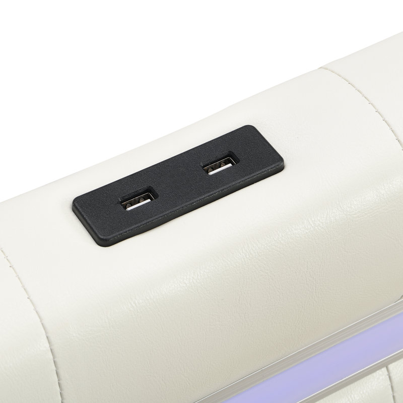 Full Size Floating Bed Frame With Led Lights And Usb Charging, White