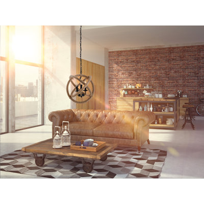 Hemp 3 - Light Brown / Black Geometric Pendant