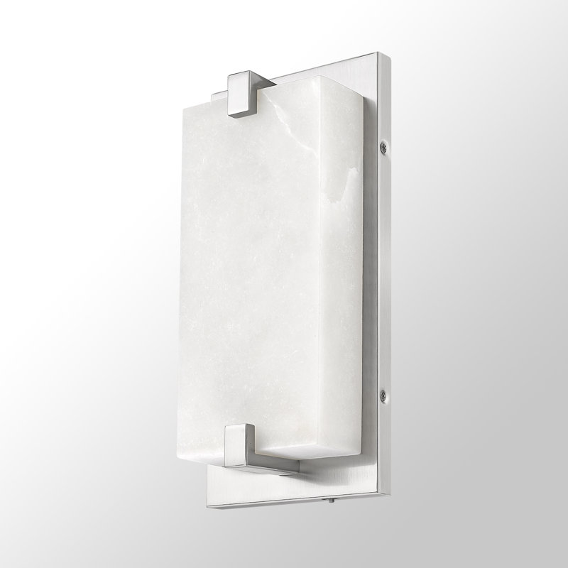 Dimmable LED Wall Mounted Sconce With Natural Spanish Marble Shade 5 Colors Adjustable, Brushed Nickel