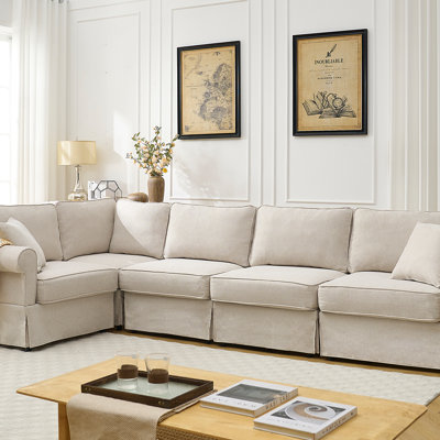 Upholstered Corner Reversible L Shaped Sectional Modular Sofa Couch