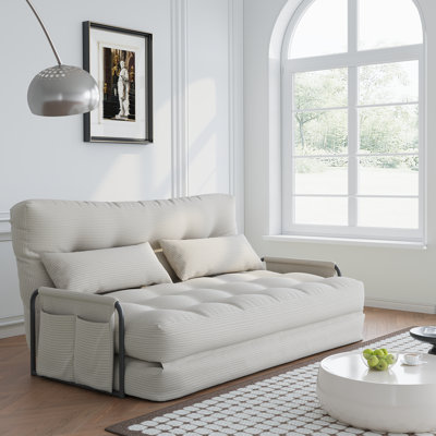 Canapé-lit convertible en velours côtelé 59,1 po avec dossier réglable, canapé-lit pliable pour la chambre à coucher, le dortoir et les petits espaces