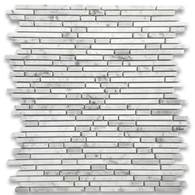 Carreau de mosaïque linéaire en marbre 11 po x 12 po pour mur et plancher