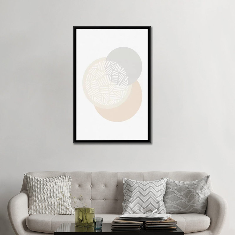 « minimalier géométrique iv », impression sur toile, H 48 po x l 32 po x P 1,5 po, Toile avec cadre noir, Pas de tapis