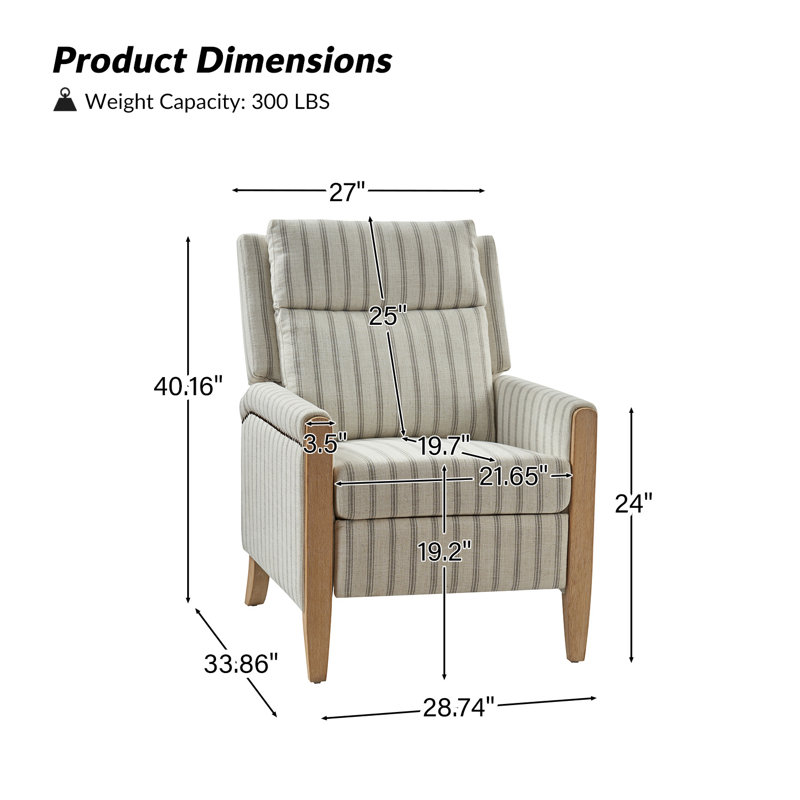 Fauteuil inclinable de 28,74 po Terren, Gris à rayures