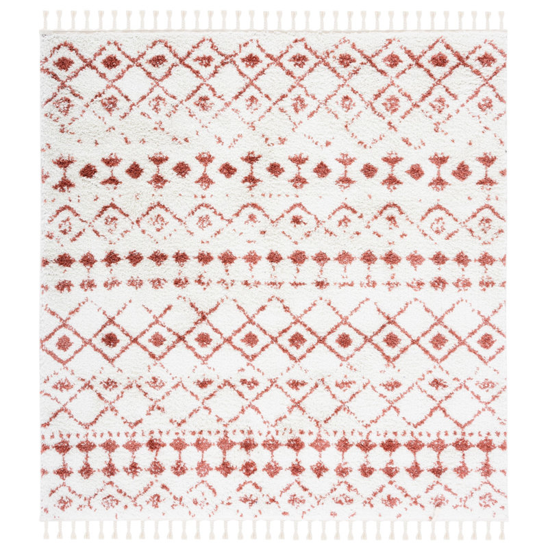 Akife Fringe Shag Performance Southwestern Rug, Square 6'7"