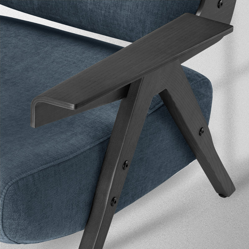 Chaise avec accoudoirs Bernese, Chenille bleu