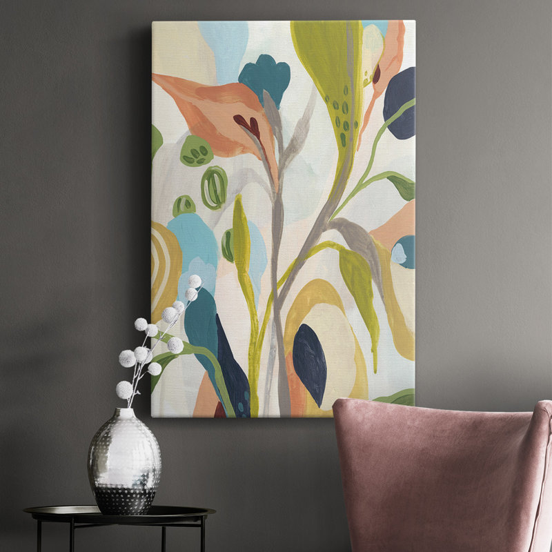 Jungle Jewels IV - peinture sur toile tendue, H 18 po x l 12 po x P 1,5 po
