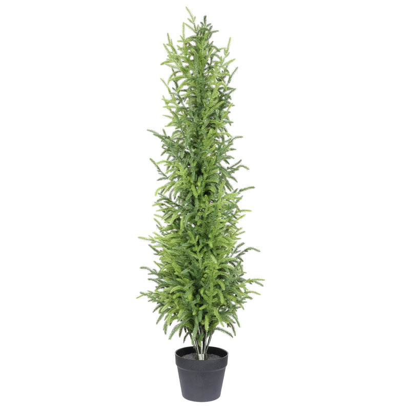 Pin artificiel véritable de 4 pi en pot noir, faux arbre à feuilles caduques réaliste pour la décoration intérieure et extérieure, le vestibule et le salon