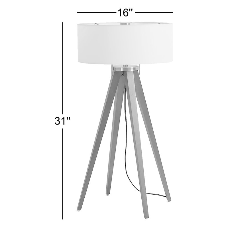 Lampe de table à trépied en bois massif 31 po Quattro, Noyer foncé