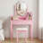 Princess Vanity Desk With Cushioned Stool & LED Mirror - For Bedroom Makeup Organization-7376969