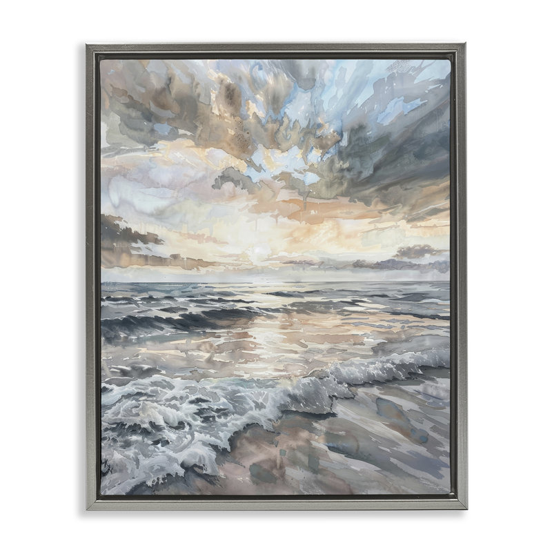  «Cloud Break over Sea Floater» par Petal Prints Design, H 21 po x l 17 po, Cadre flottant gris lustré