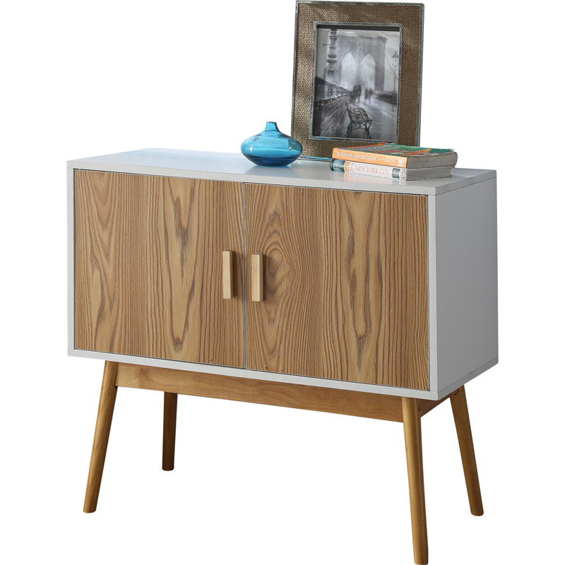 Asten Storage Console with Cabinet and Shelves, White