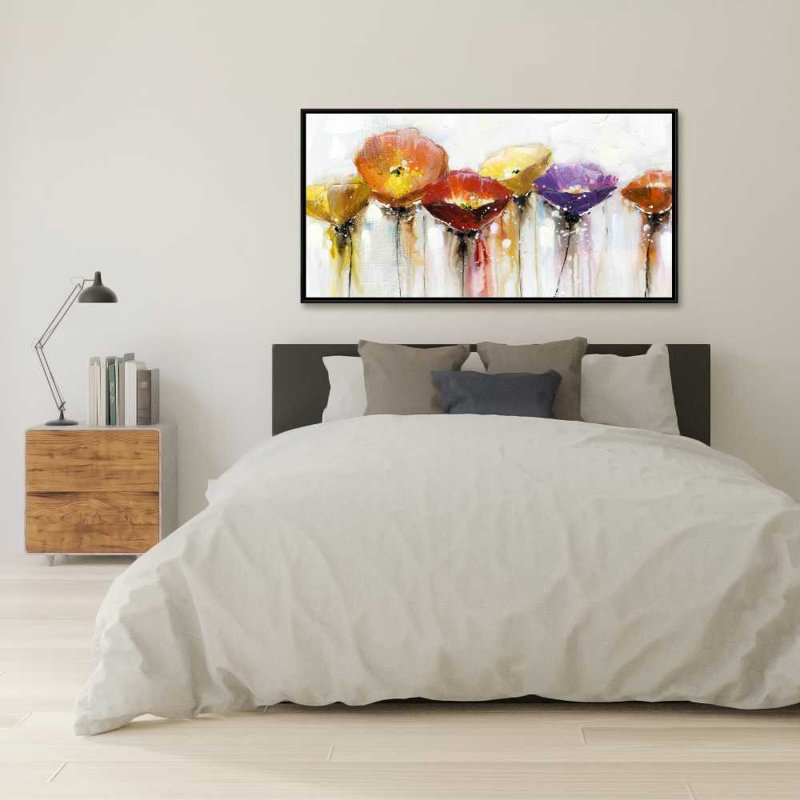 Multiple Colorful Abstract Flowers - Romantic Botanical Canvas