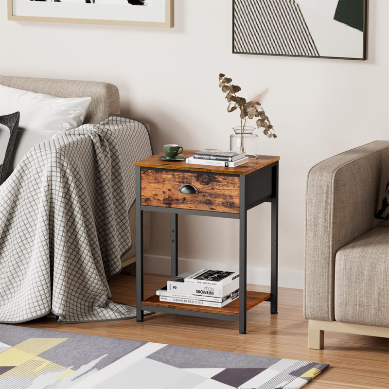 Ensemble de tables de bout avec rangement Frame, Brun