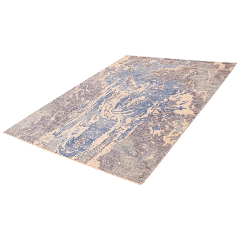 Tapis gris en laine New Age de conception unique 9 pi 0 po x 12 pi 3 po Izuma