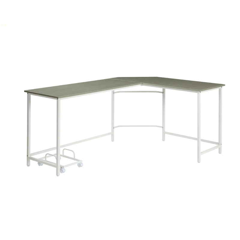 L-Shape Rectangular Computer Desk, Gray And White