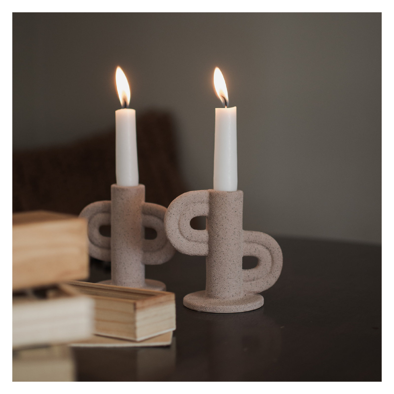 Ceramic Tabletop Candlestick, Nude