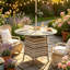 Round PE Rattan Outdoor Dining Coffee Table with Tempered Glass Top & Umbrella Hole for Patio Garden Balcony-459983185