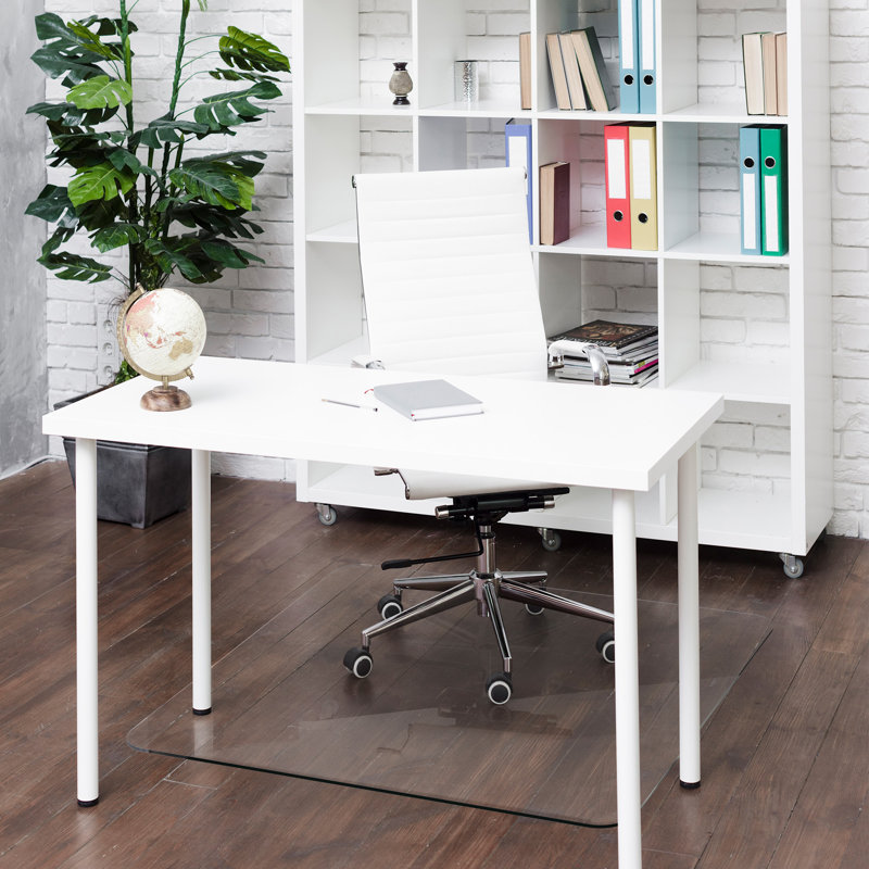 Heavy-Duty Tempered Glass Chair Mat for Carpet & Hard Floors (46" x 36"), 46" W  x 36" D