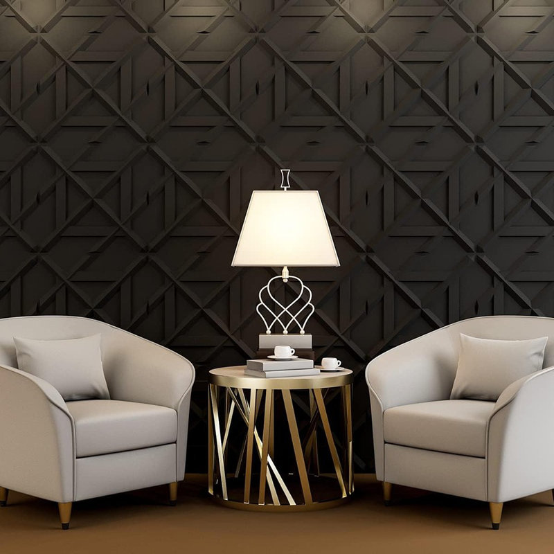 PVC 3D Wall Panel, Decorative Wall Tile In Black 12-Pack 1...