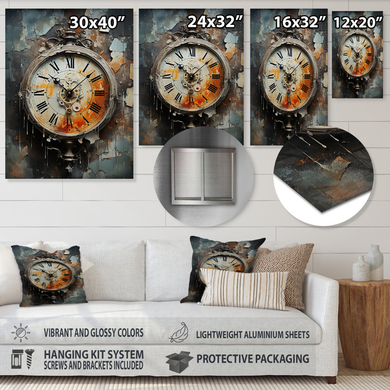 Horloge industrielle chic I - Montres - Décoration murale en métal, H 20 po x l 12 po x P 1 po