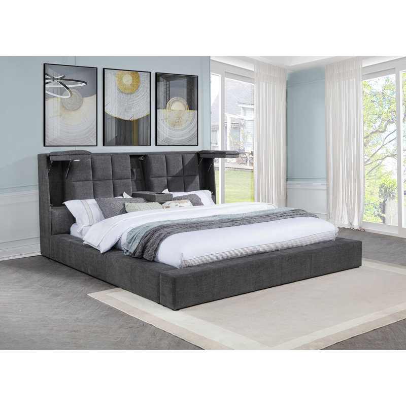 Platform Bed, King, Gray