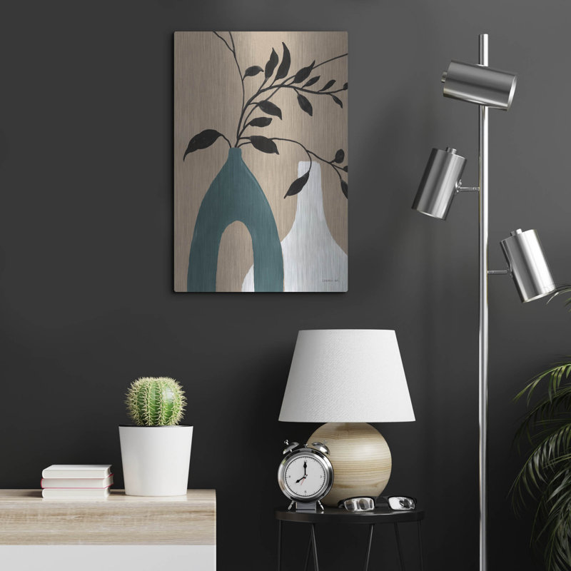  «Slender Stems 1 Blue» par Danhui Nai, art mural en métal, H 24 po x l 16 po