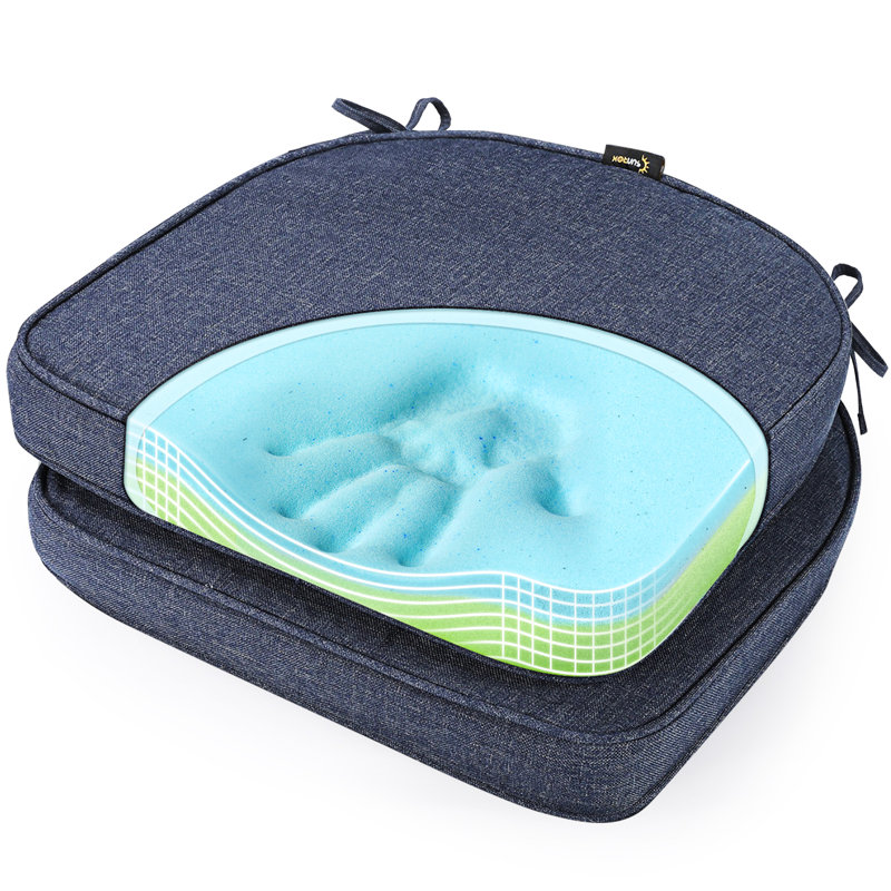 Sunrox Indoor/Outdoor Gel Memory Foam Chair Cushions 17"x16" with Ties, Heather Indigo
