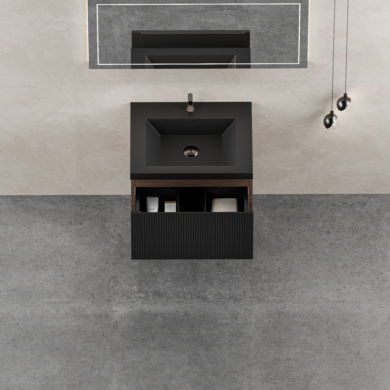 Meuble-lavabo mural flottant avec lavabo, 23.67"