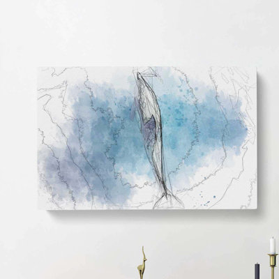 Dolphin Leading the Way in Abstract - Wrapped Canvas