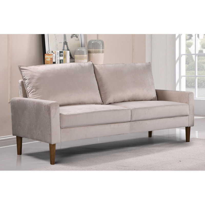 Delgardo 70'' Velvet Sofa, Ivory