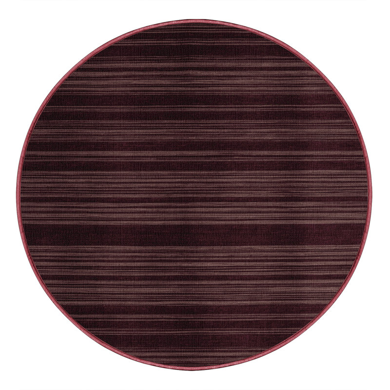 Tapis rouge à rayures horizontales lavable à la machine, Rond 7 pi
