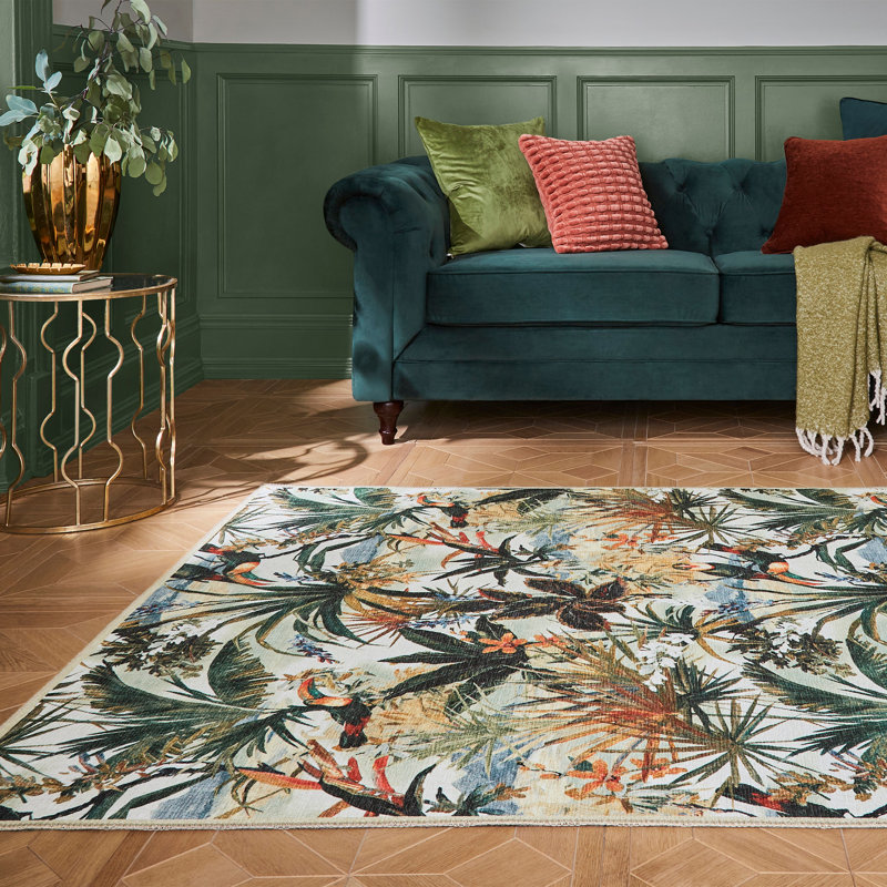 Clarke & Clarke Floral Digitally Printed 120cm X 170cm Area Rug