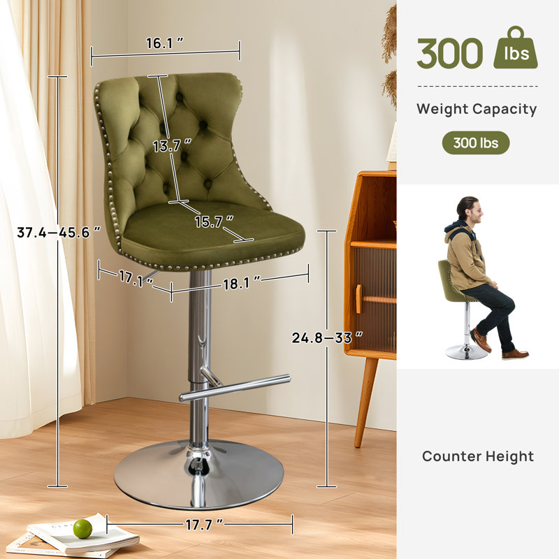 Tabouret pivotant à hauteur réglable Komara, Olive