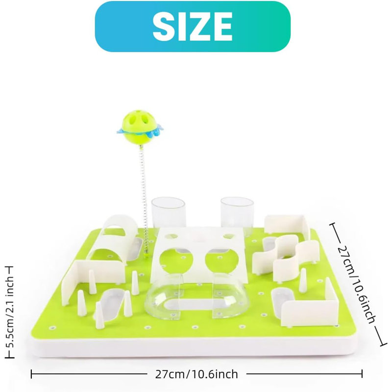 Interactives Cat Slow Feeder Kitty Puzzle With Wand Toy