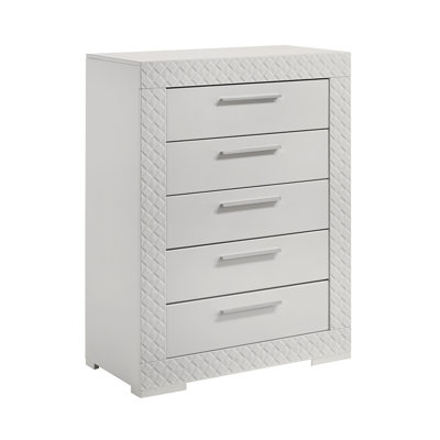 Commode 5 tiroirs en bois blanc Blanca