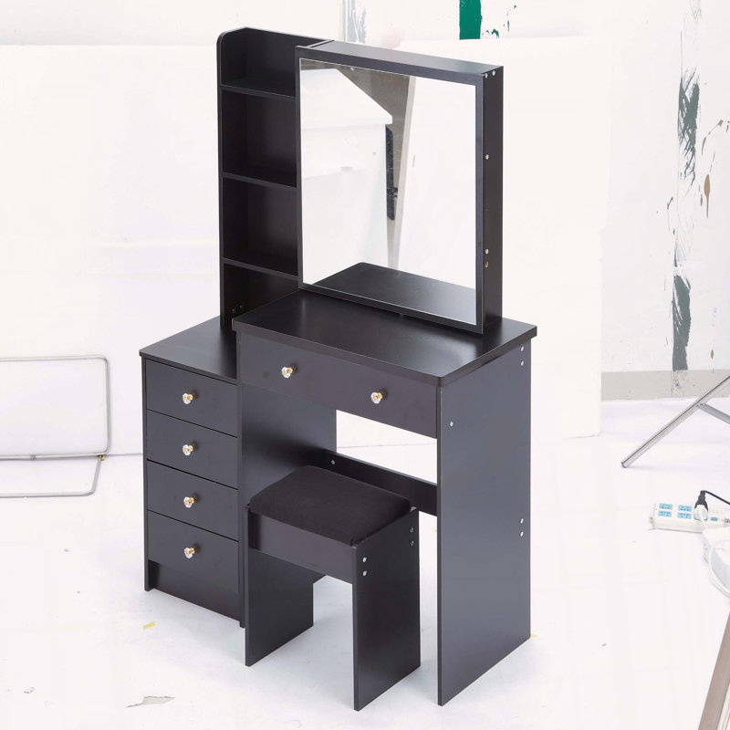 Meuble-lavabo 37 po avec commode de chevet et miroir coulissant 37 po