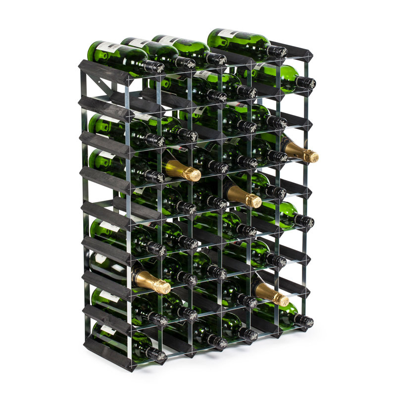 Edgware 56 Bottle Solid Wood Floor Wine Bottle Rack, Black Ash