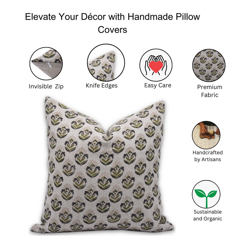 Linen Pillow Cover, Square, 22"H x 22"W, Chui-Mui Floral